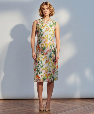 1240055 Mandarin Collar Embroidered Cheongsam