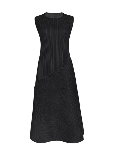 N240001 Round Neck Sleeveless Pleated Dress *Last Piece