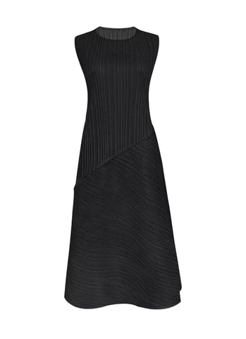 N240001 Round Neck Sleeveless Pleated Dress *Last Piece