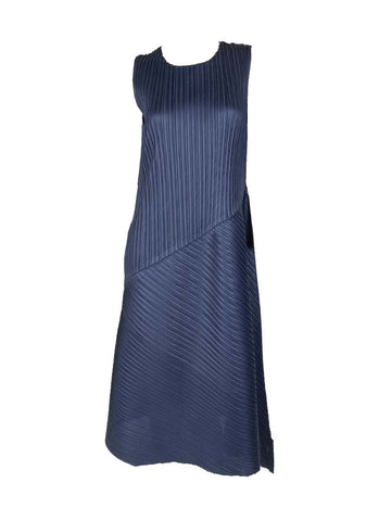 N240001 Round Neck Sleeveless Pleated Dress *Last Piece