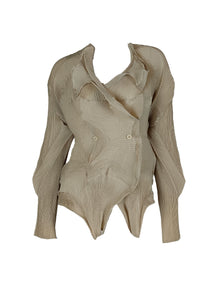 N240008 Irregular Long-Sleeve Pleated Top *Last Piece