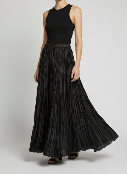 Irregular Pleated Printed Long Skirt