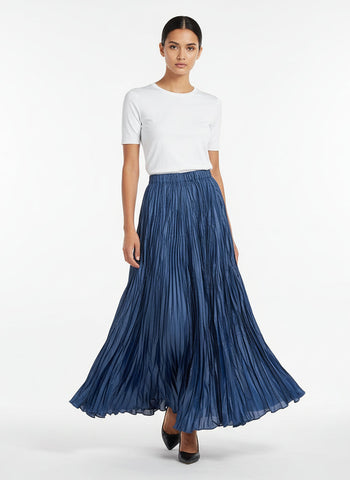 Irregular Pleated Printed Long Skirt