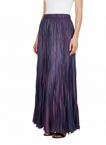 Irregular Pleated Printed Long Skirt