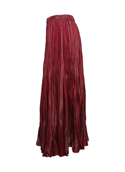 Irregular Pleated Printed Long Skirt