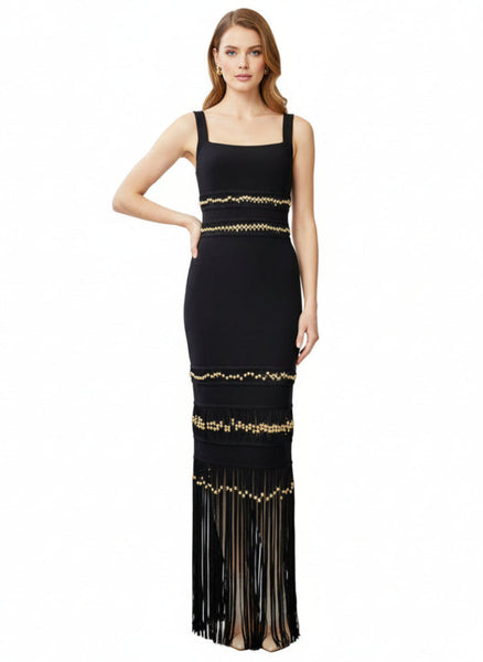 Fitted Fringe Hem Sheath Dress