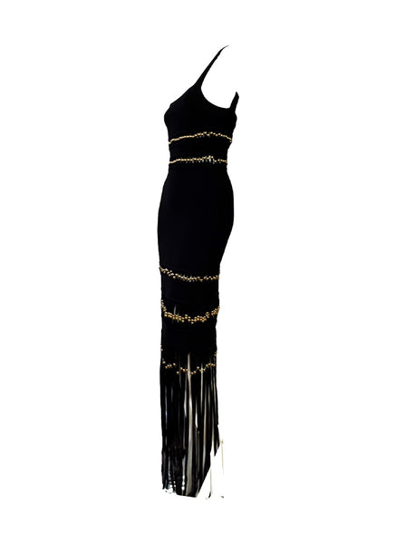 Fitted Fringe Hem Sheath Dress