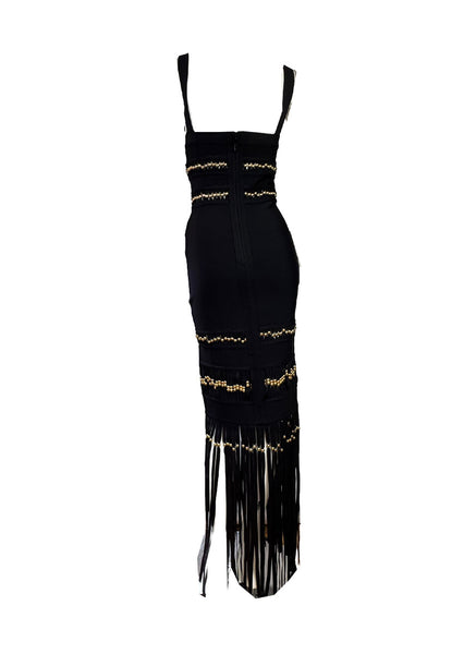 Fitted Fringe Hem Sheath Dress