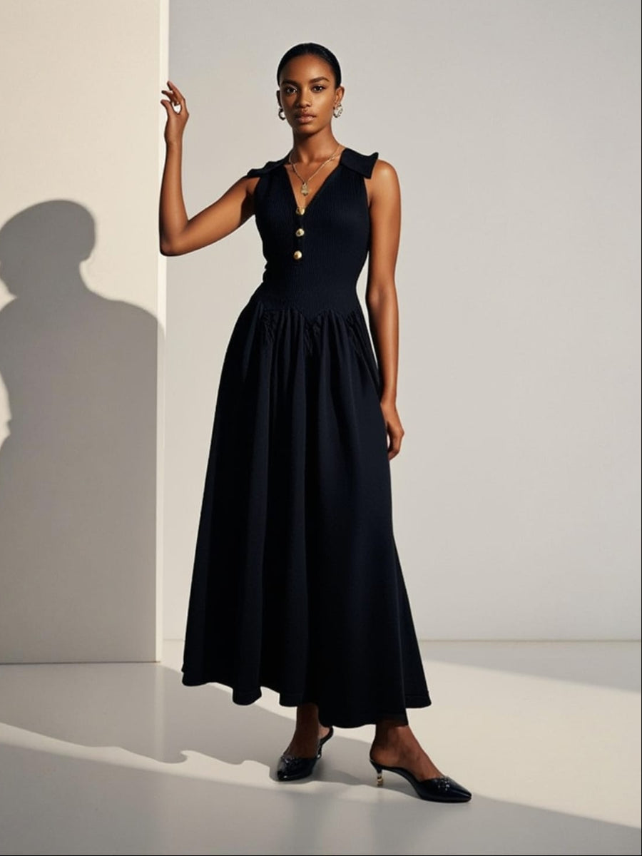 Collar Fitted Voluminous Dress