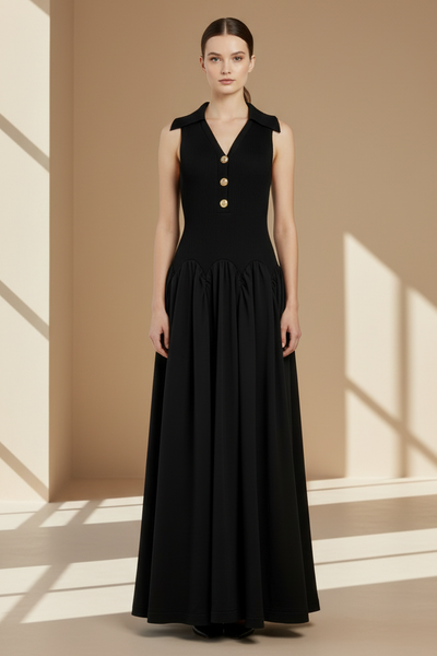 Collar Fitted Voluminous Dress