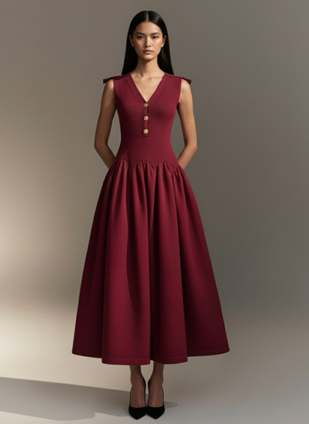 Collar Fitted Voluminous Dress