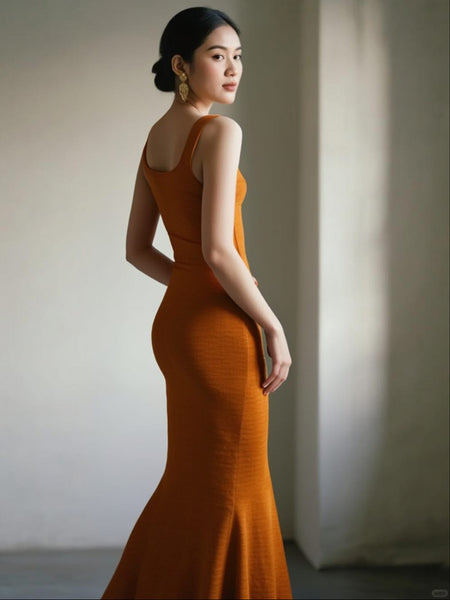 Scoop Neckline Train Style  Dress