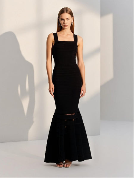 Square Neckline Fitted Mermaid Hem Gown