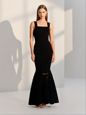 Square Neckline Fitted Mermaid Hem Gown