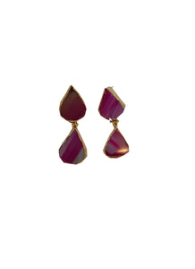 O230079 2 Natural Stone Earrings *Pink *Last Piece