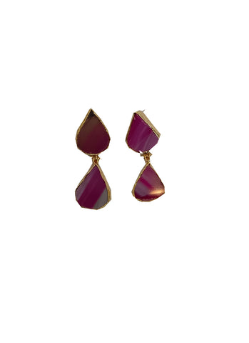 O230079 2 Natural Stone Earrings *Pink *Last Piece