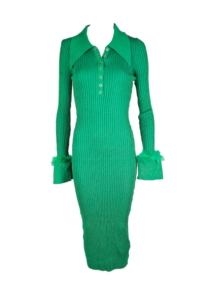 O240030 Knitted Collar Long Sleeve Dress *Last Piece