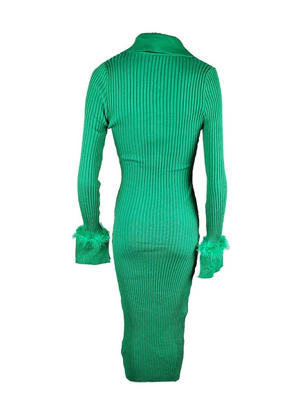 O240030 Knitted Collar Long Sleeve Dress *Last Piece