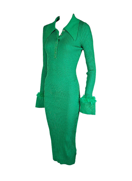 O240030 Knitted Collar Long Sleeve Dress *Last Piece