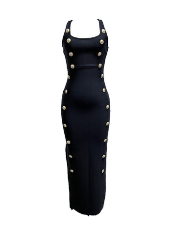 O240043 Low Cut Sleeveless Suspender Dress