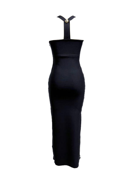 O240043 Low Cut Sleeveless Suspender Dress