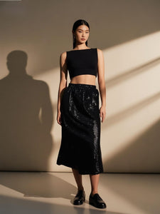 O250005 Sequined Midi Skirt
