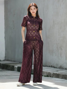 O250006 Diamond Lattice Top & Pants Set