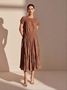 O250007 Crinkled Top & Skirt  Set