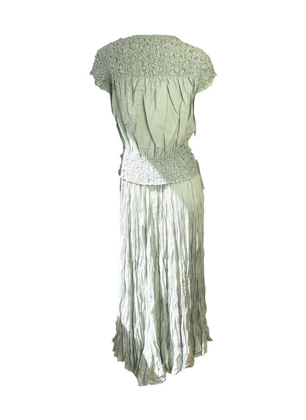 O250007 Crinkled Top & Skirt  Set