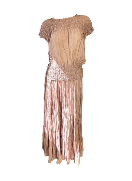 O250007 Crinkled Top & Skirt  Set