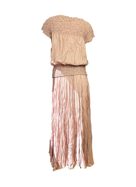 O250007 Crinkled Top & Skirt  Set