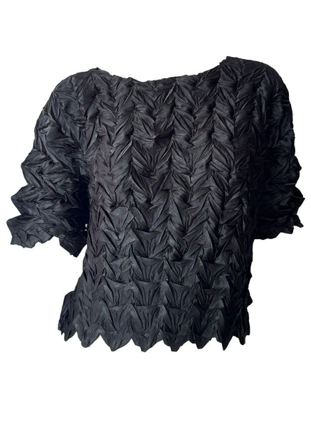 O250008 Ruched Leaf Textured Top