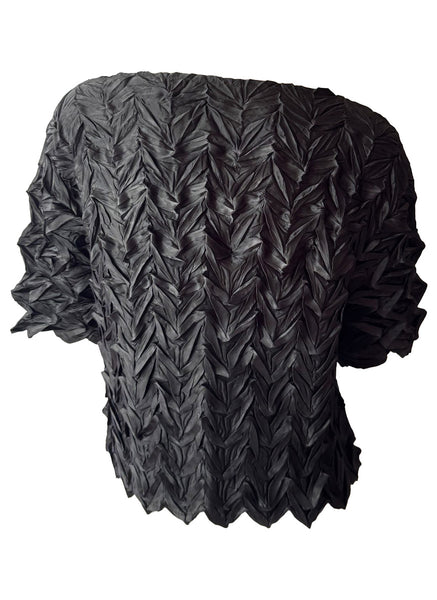 O250008 Ruched Leaf Textured Top