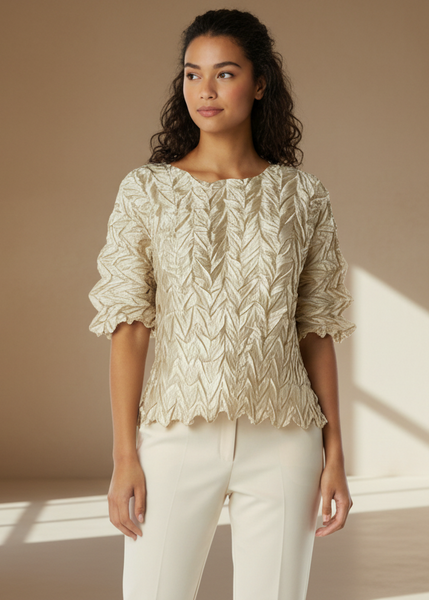 Ruched Leaf Textured Top