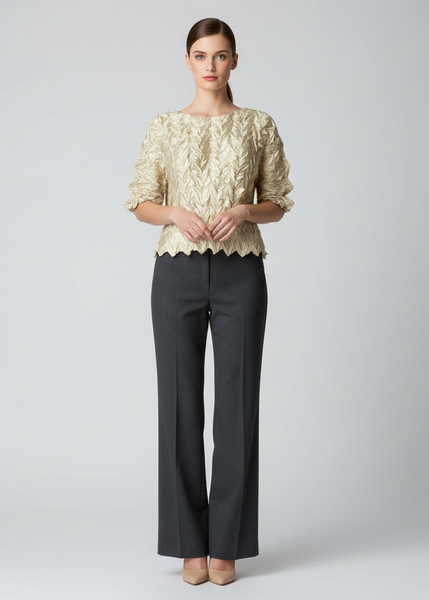 Ruched Leaf Textured Top