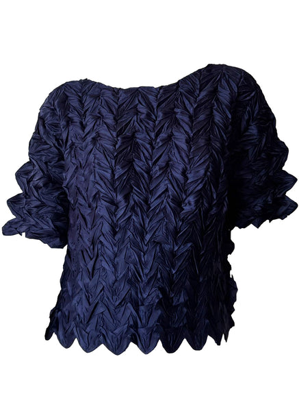 O250008 Ruched Leaf Textured Top