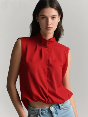 O250009  High Collar Sleeveless Top