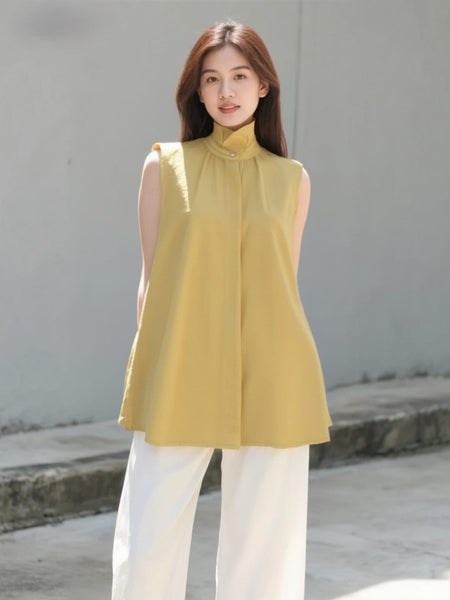 O250009  High Collar Sleeveless Top