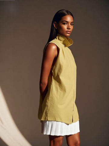 O250009  High Collar Sleeveless Top