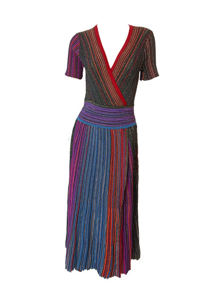 O250011 Multicolored Stripes Midi Dress