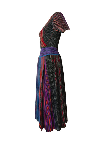 O250011 Multicolored Stripes Midi Dress