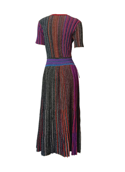 O250011 Multicolored Stripes Midi Dress