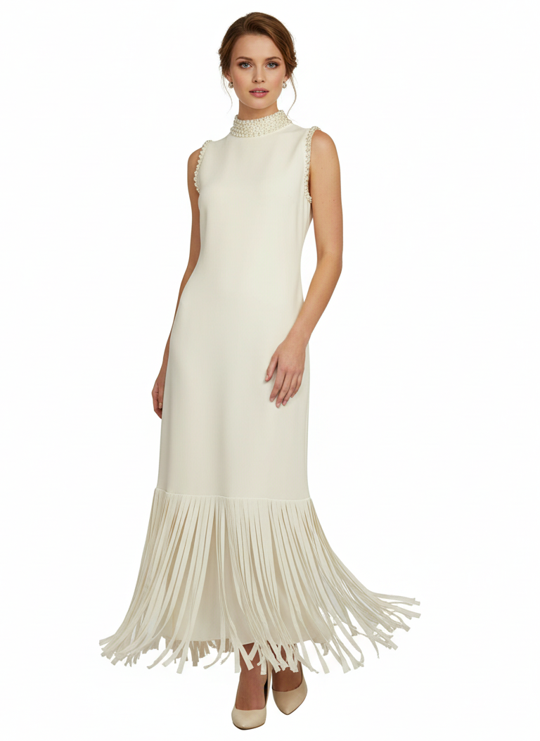 Embellished Neckline Long Dress