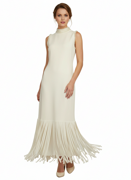 Embellished Neckline Long Dress