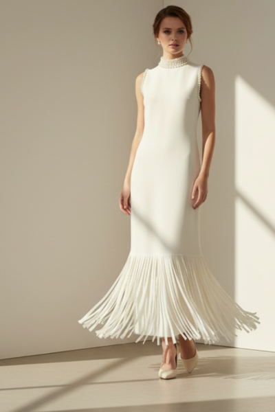 Embellished Neckline Long Dress