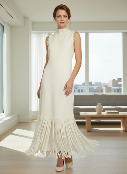 Embellished Neckline Long Dress