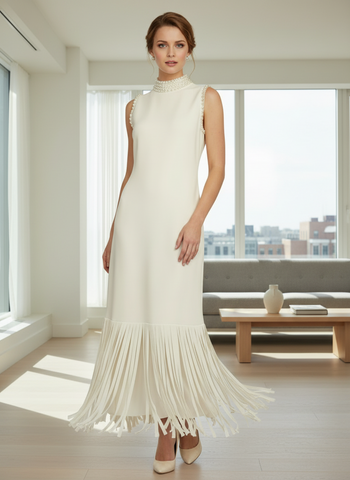 Embellished Neckline Long Dress