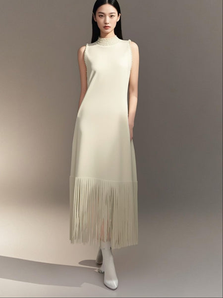 Embellished Neckline Long Dress