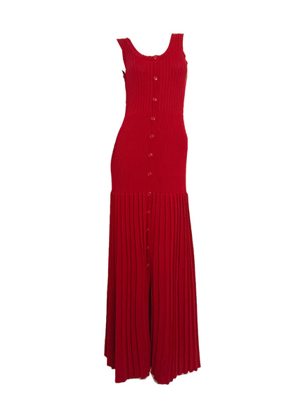 Button Down Fitted Bodice Knit Dress