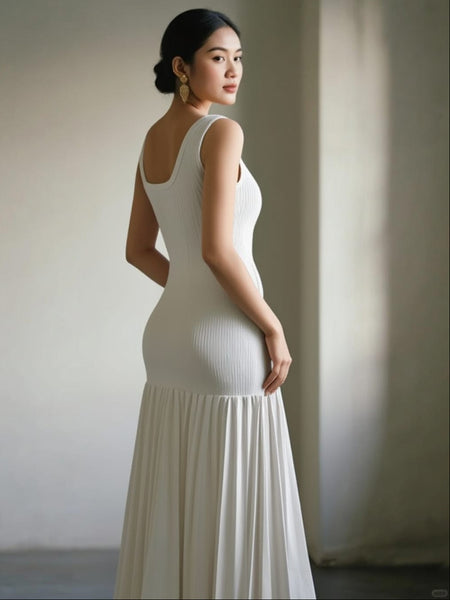 Button Down Fitted Bodice Knit Dress